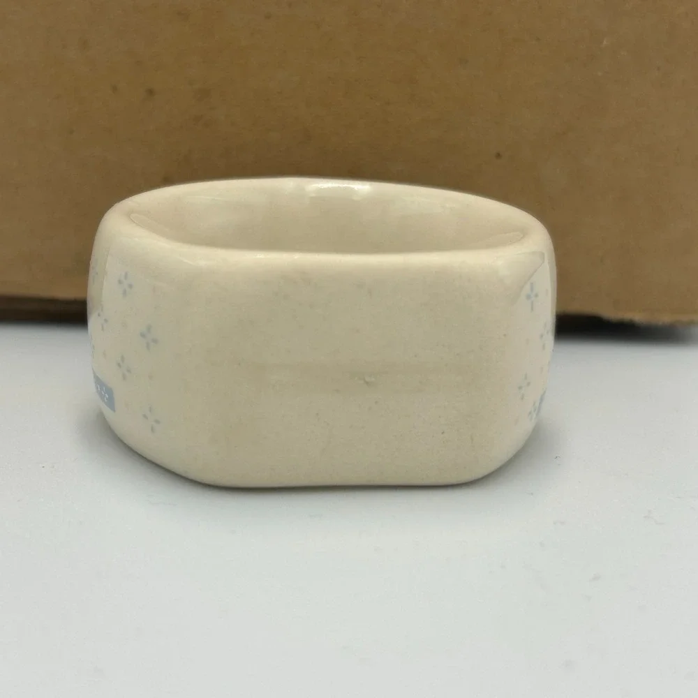 Vintage 80s Stoneware Country Bears Tienshan Napkin Rings Set Cottage Theodore